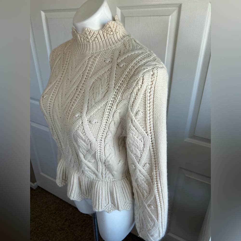 Wishlist Cream Cable Knit Peplum Sweater - Picture 6 of 10